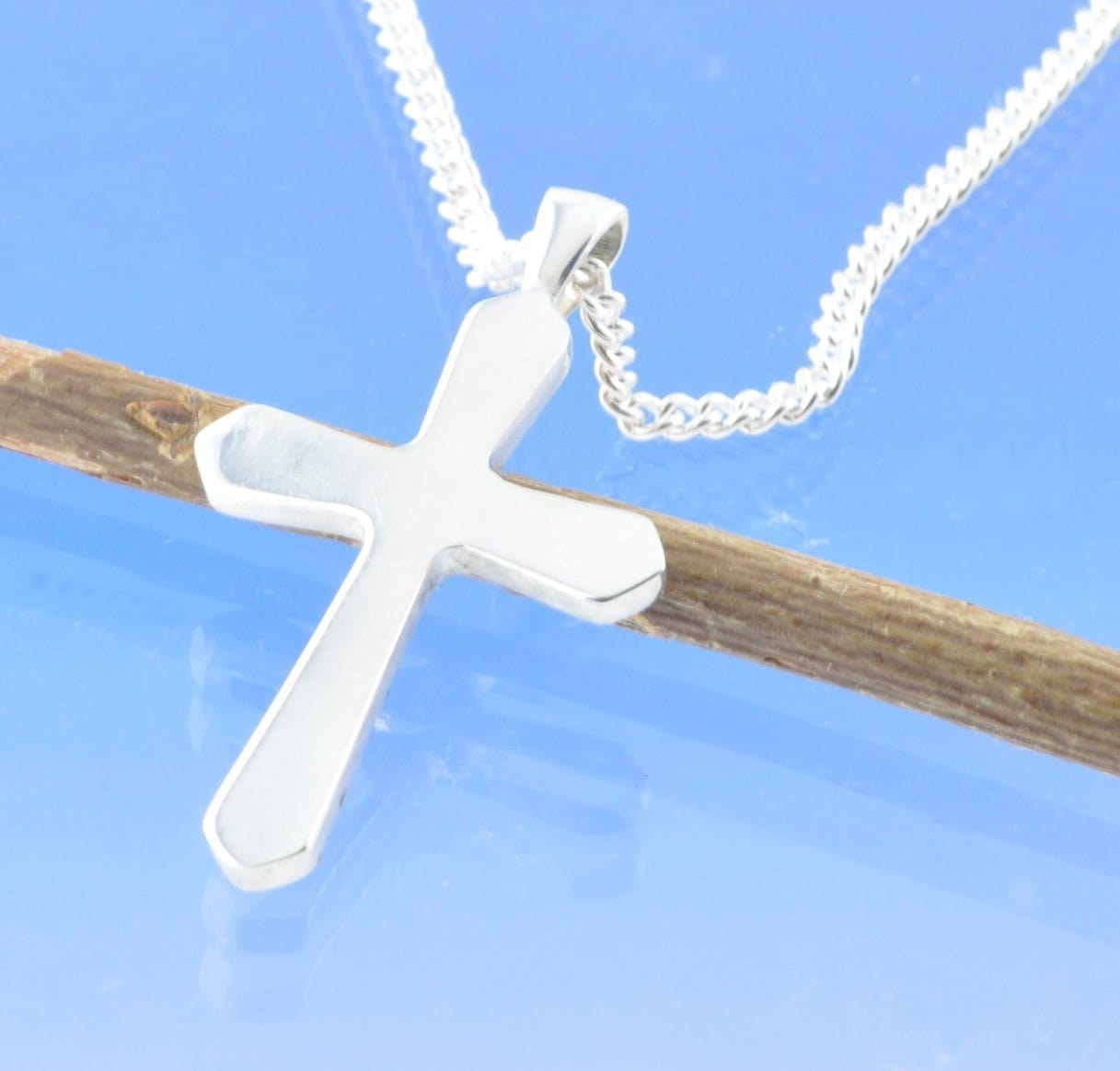 Cremation Ashes Necklace - Flared Cross Pendant by Chris Parry Jewellery