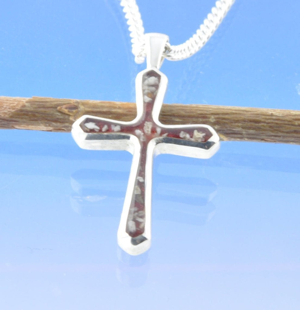 Cremation Ashes Necklace - Flared Cross Pendant by Chris Parry Jewellery