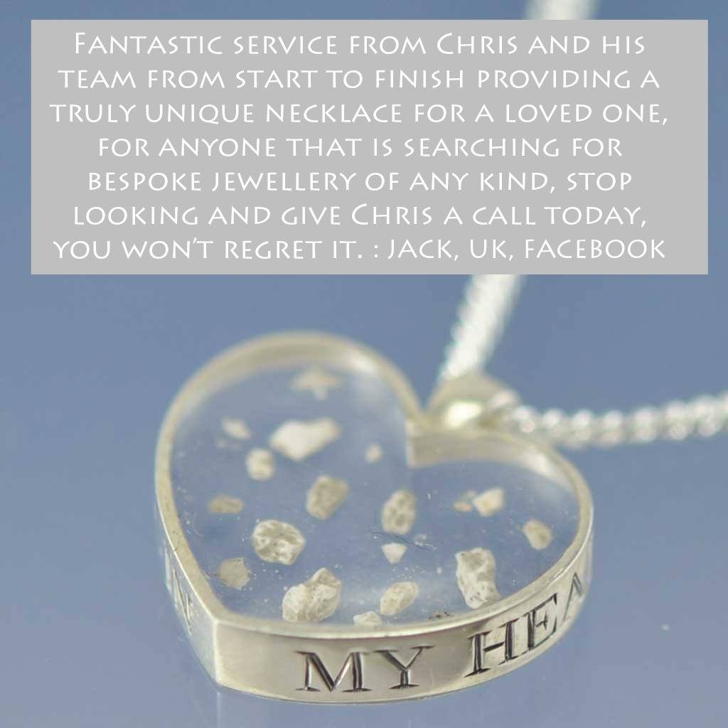 Cremation Ashes Necklace - Pendant 20mm Heart Shaped Pendant by Chris Parry Jewellery