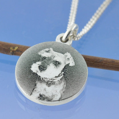 Engraved Portrait Of Loved One With Cremation Ashes Pendant by Chris Parry Jewellery