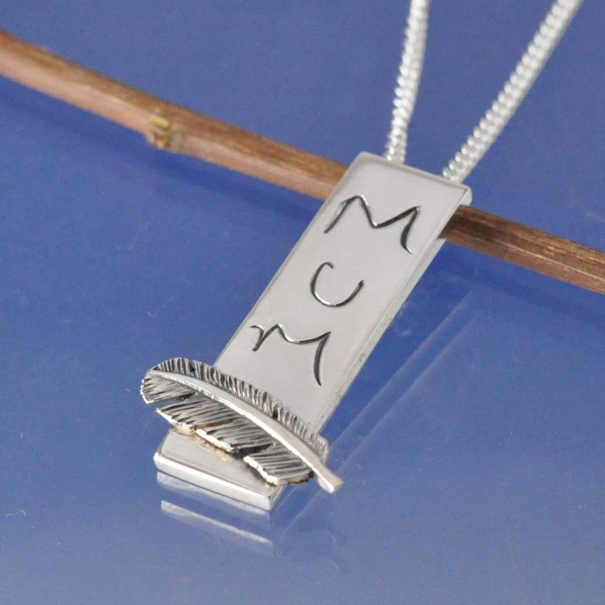 Feather Handwriting Pendant. Pendant by Chris Parry Jewellery
