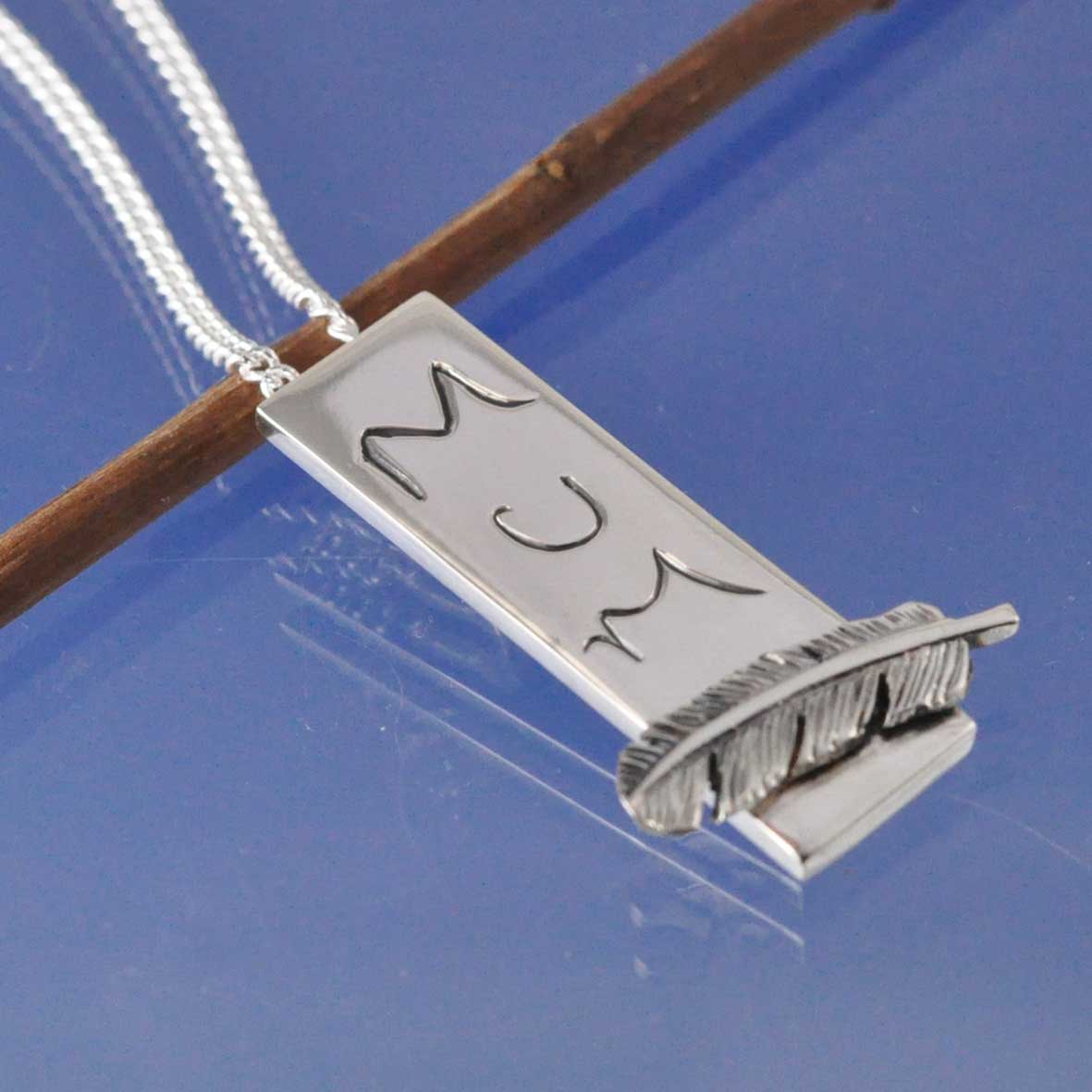 Feather Handwriting Pendant. Pendant by Chris Parry Jewellery