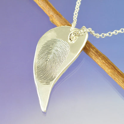 Fingerprint Necklace - Angel Wing Pendant by Chris Parry Jewellery