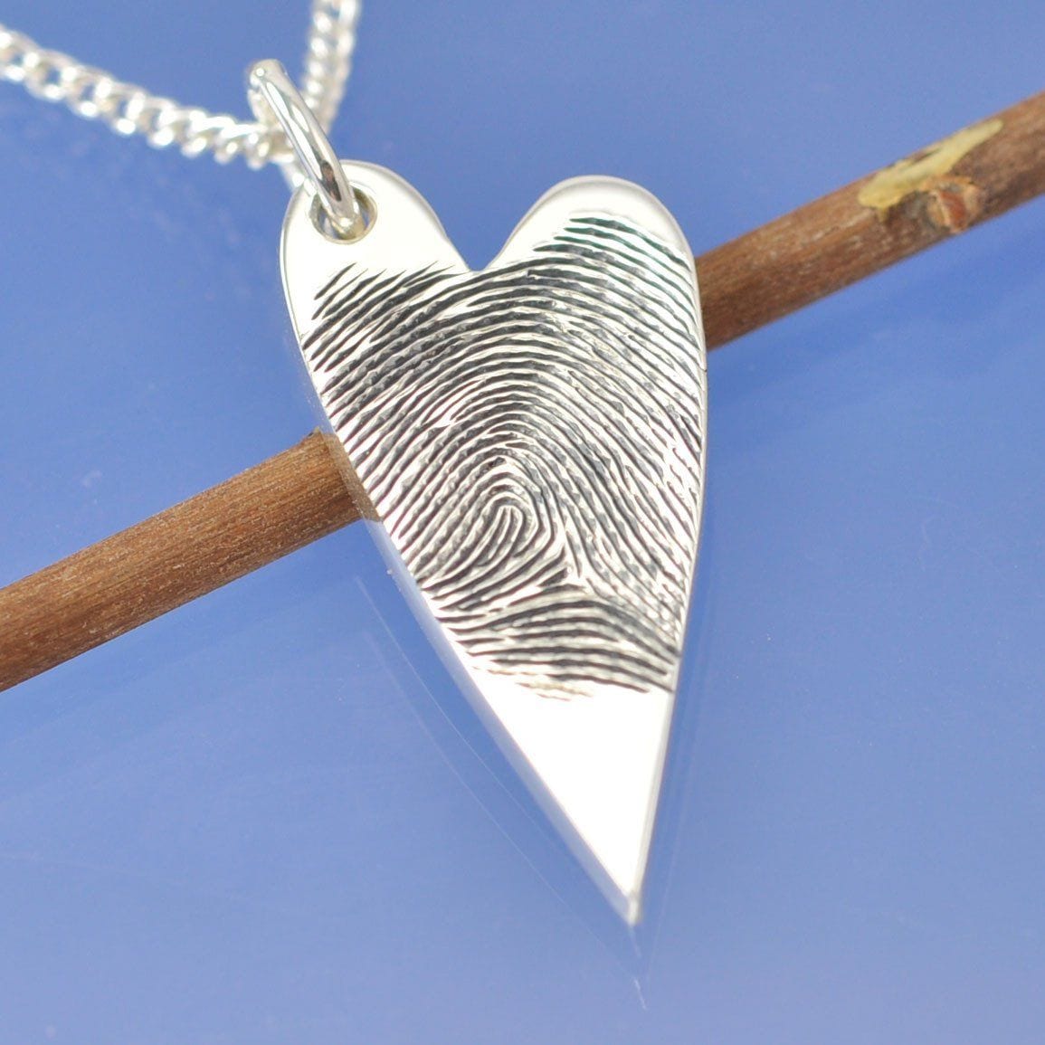 Fingerprint Necklace - Asymmetric Heart Pendant by Chris Parry Jewellery