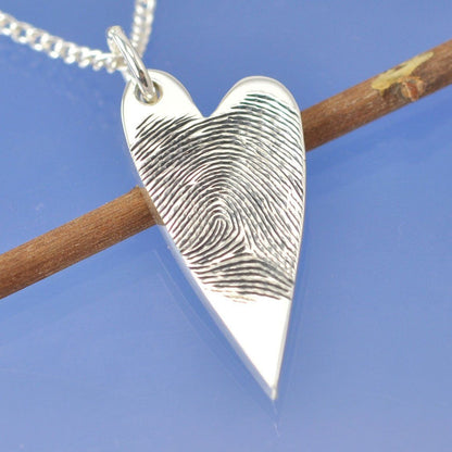 Fingerprint Necklace - Asymmetric Heart Pendant by Chris Parry Jewellery