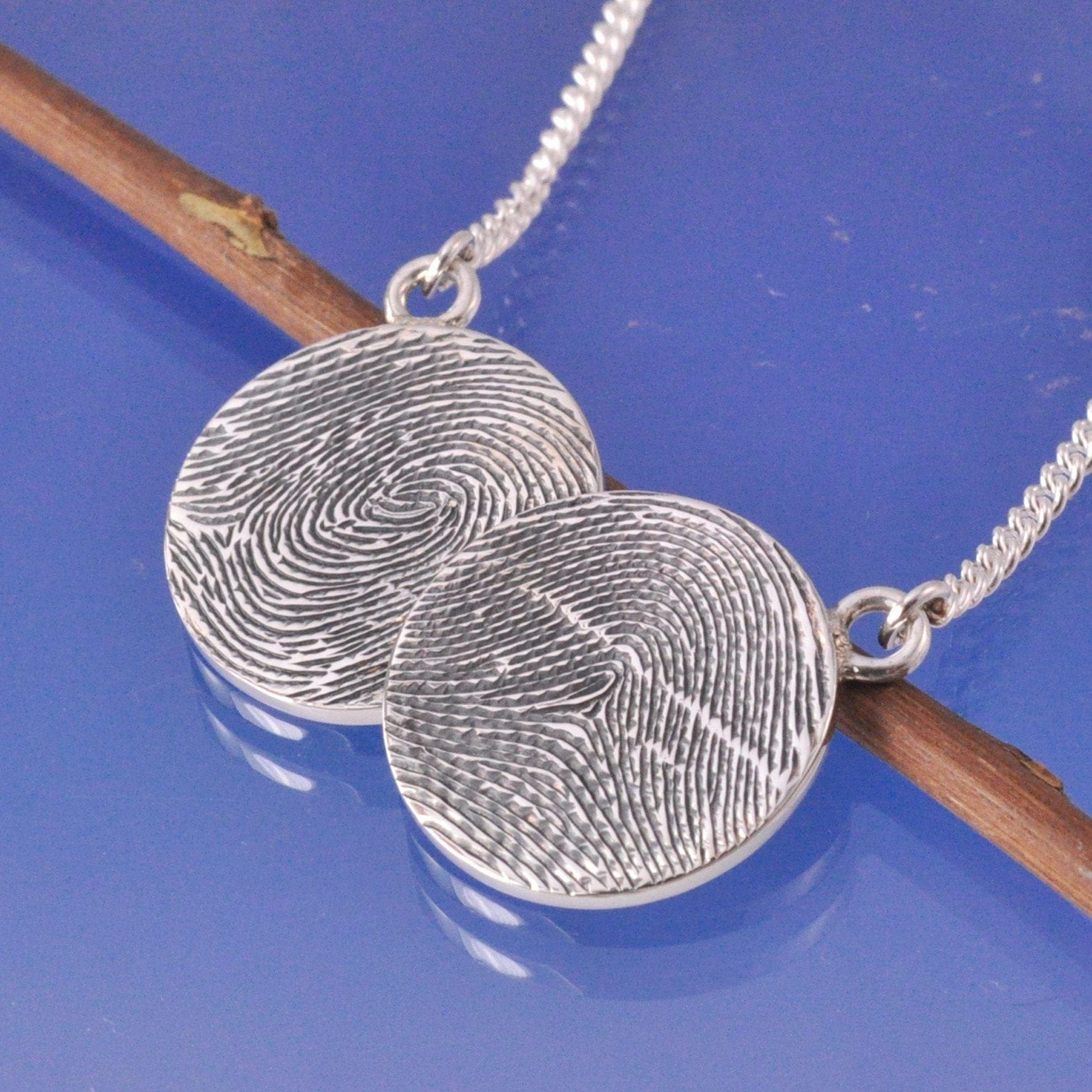 Silver Overlapping Fingerprint Necklace | Button and Bean