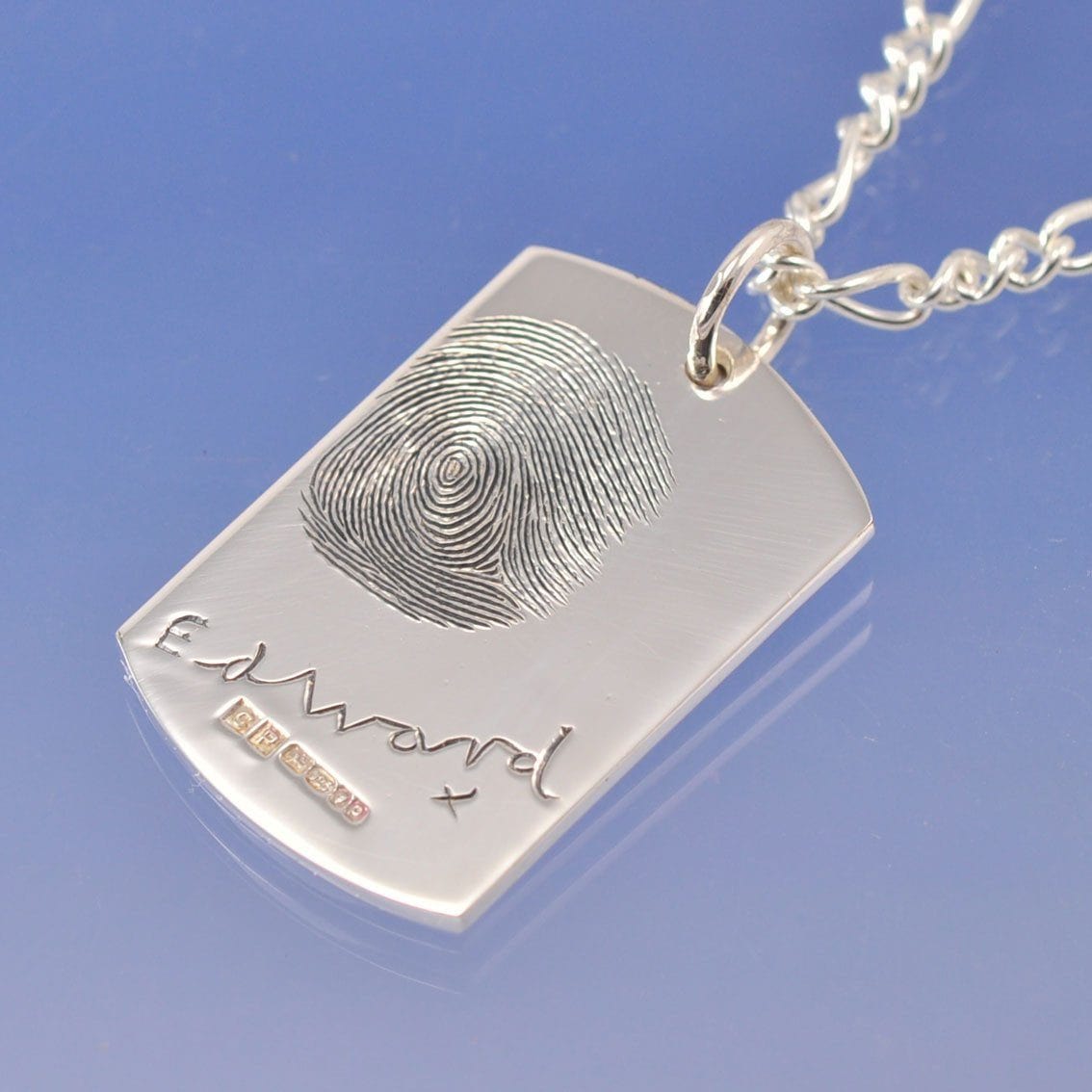 Fingerprint Dog Tag Necklace Pendant by Chris Parry Jewellery