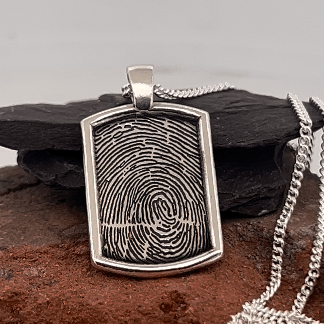 Fingerprint dog tags sales silver