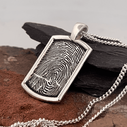 Fingerprint Necklace Dog Tag Smooth Pendant