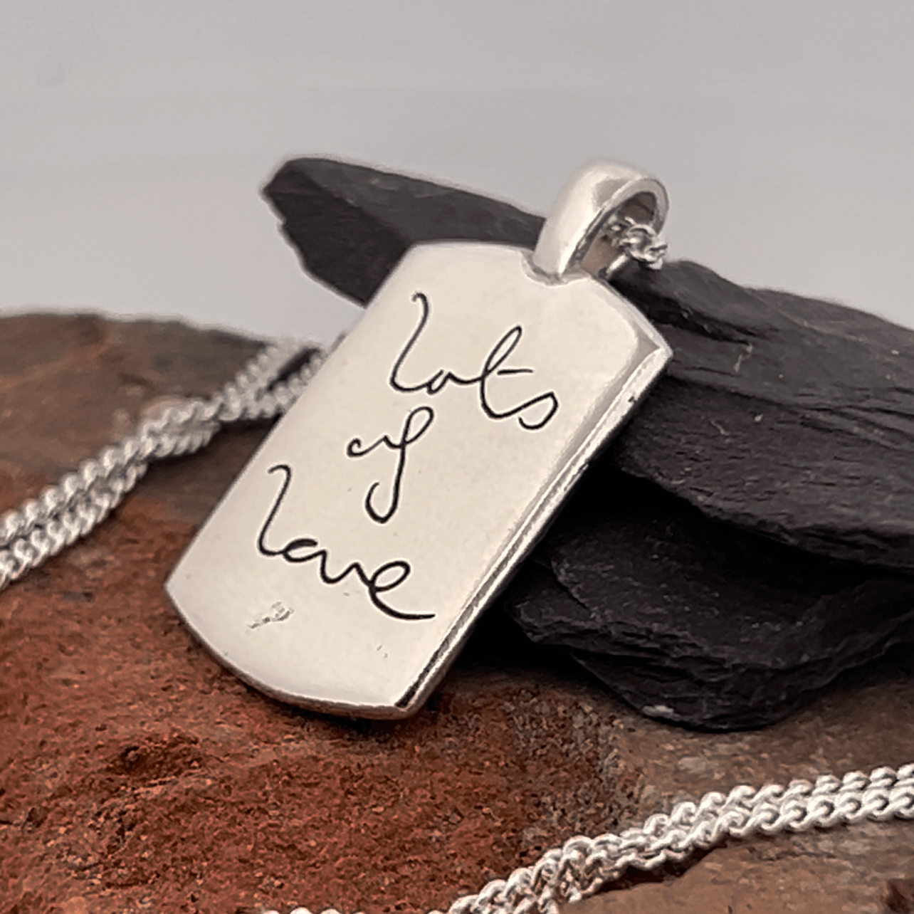 Fingerprint Necklace | Dog Tag Smooth Pendant Pendant by Chris Parry Jewellery