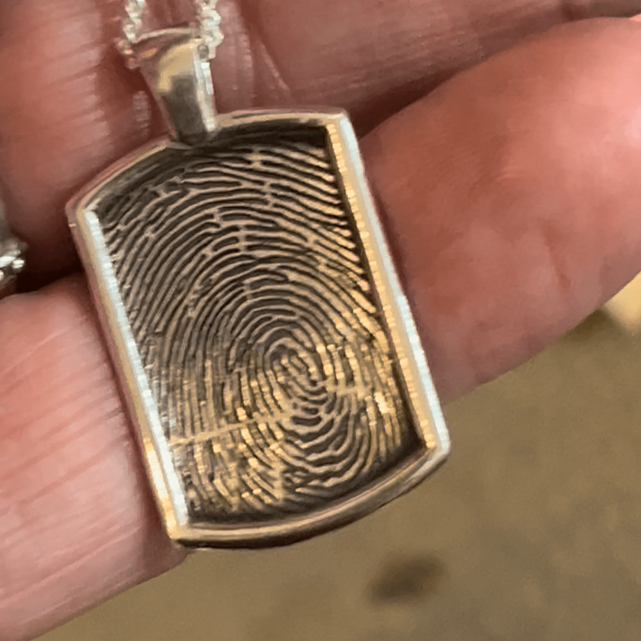 Fingerprint Necklace | Dog Tag Smooth Pendant Pendant by Chris Parry Jewellery