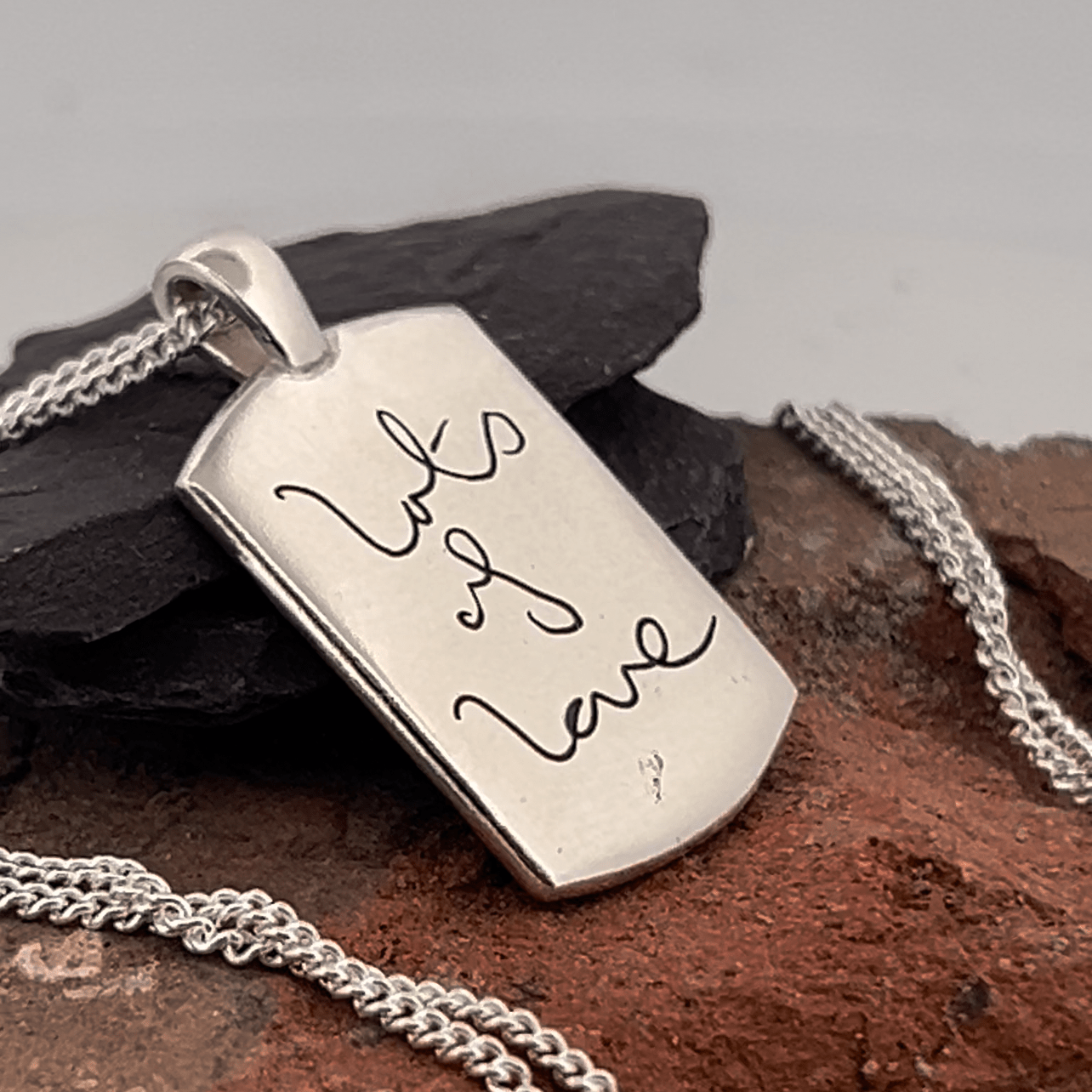 Fingerprint Necklace | Dog Tag Smooth Pendant Pendant by Chris Parry Jewellery