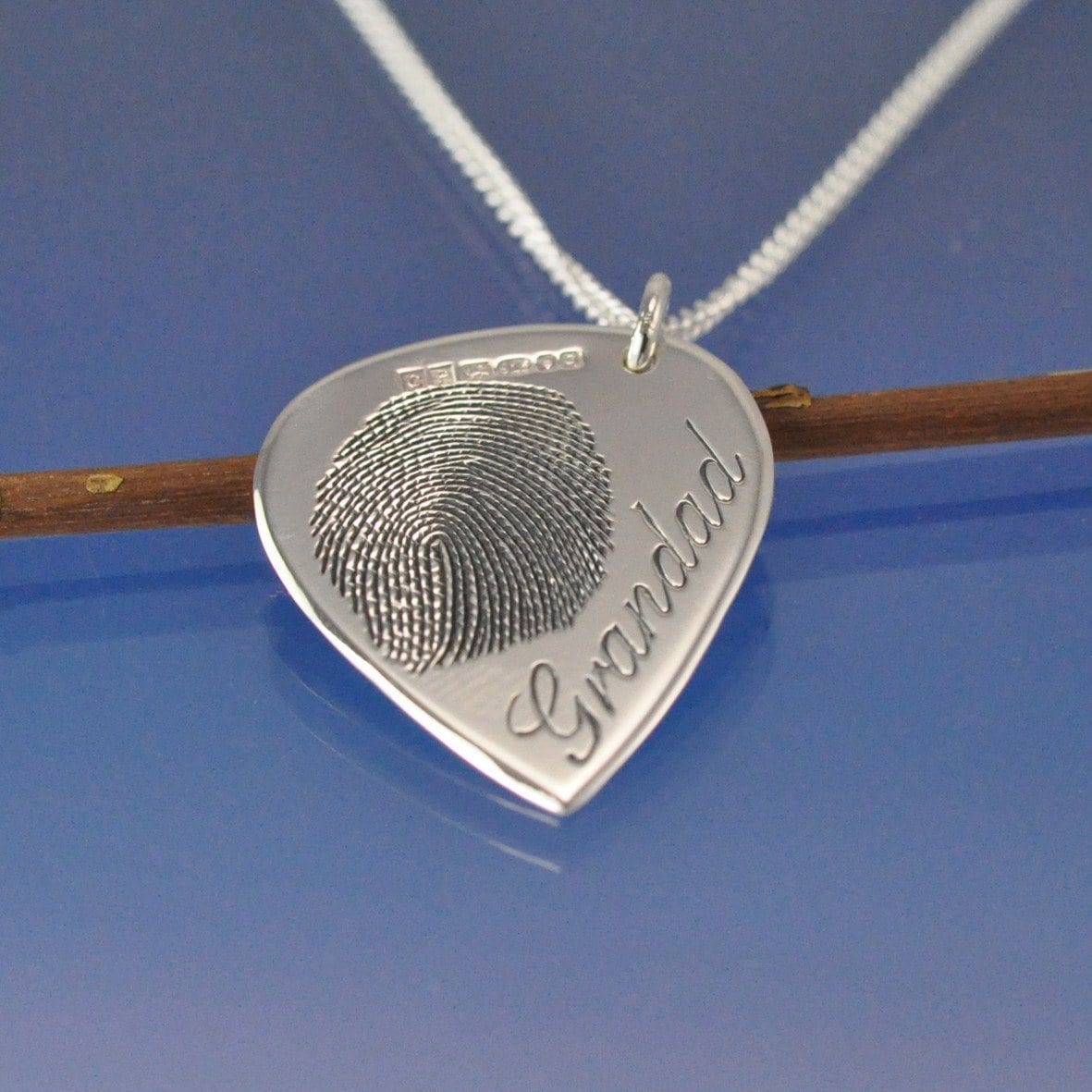 Fingerprint Guitar Plectrum Necklace Pendant by Chris Parry Jewellery