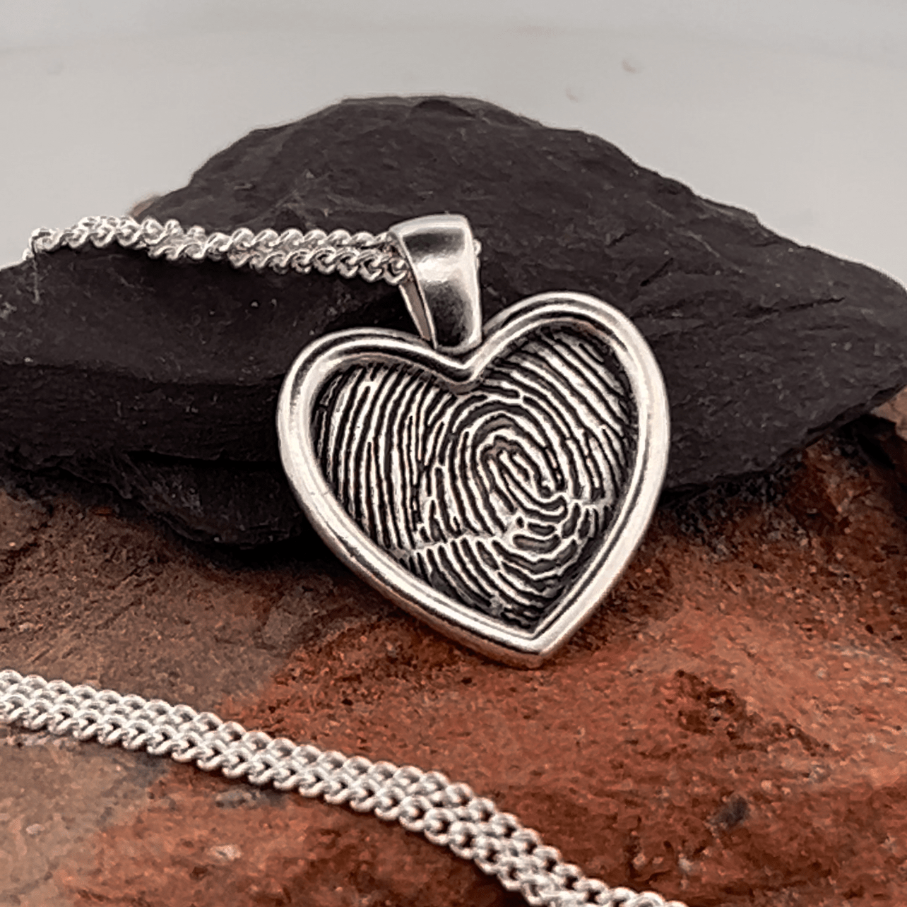 Fingerprint Necklace | Heart Smooth Pendant Pendant by Chris Parry Jewellery