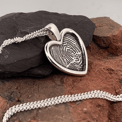 Fingerprint Necklace | Heart Smooth Pendant Pendant by Chris Parry Jewellery