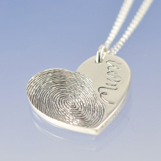 Fingerprint Heart Necklace - Symmetric Bulbous Pendant by Chris Parry Jewellery