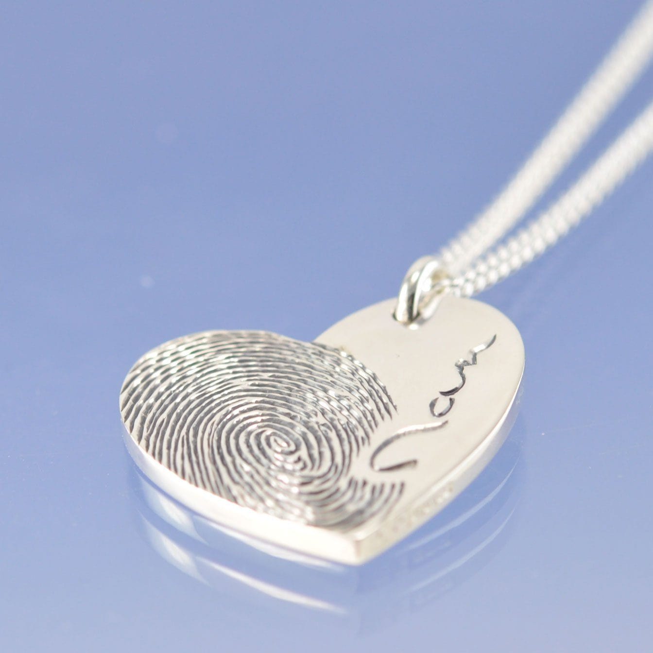 Fingerprint Heart Necklace - Symmetric Bulbous Pendant by Chris Parry Jewellery