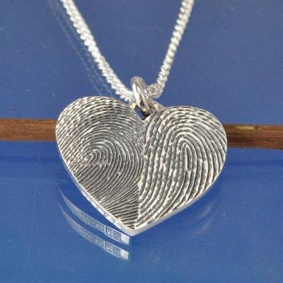 Fingerprint Necklace - Heart With Two Prints Pendant - Double Fingerprint Necklace - Heart