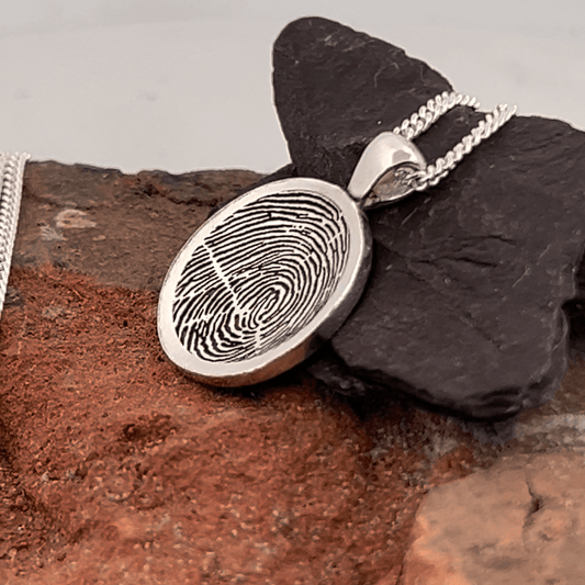 Fingerprint Necklace | Round Impressed Pendant Pendant by Chris Parry Jewellery