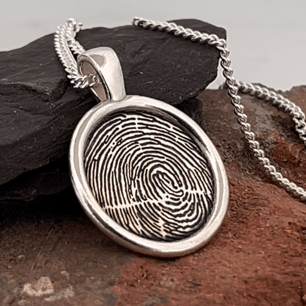 Fingerprint Necklace | Round Smooth Pendant Pendant by Chris Parry Jewellery