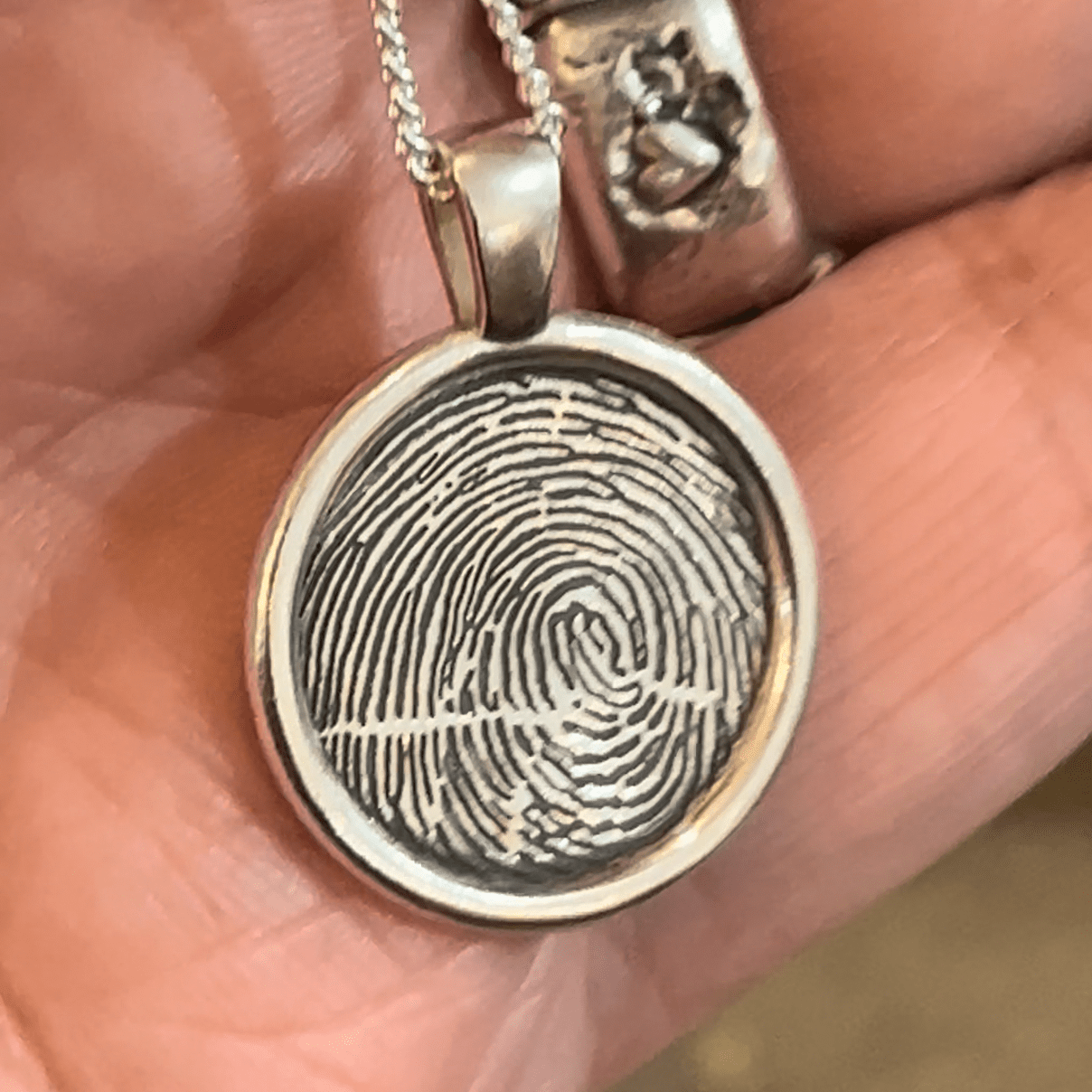 Fingerprint Necklace | Round Smooth Pendant Pendant by Chris Parry Jewellery