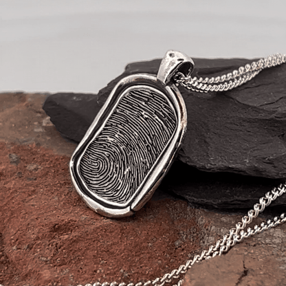 Fingerprint Necklace | Rustic Dog Tag Pendant Pendant by Chris Parry Jewellery