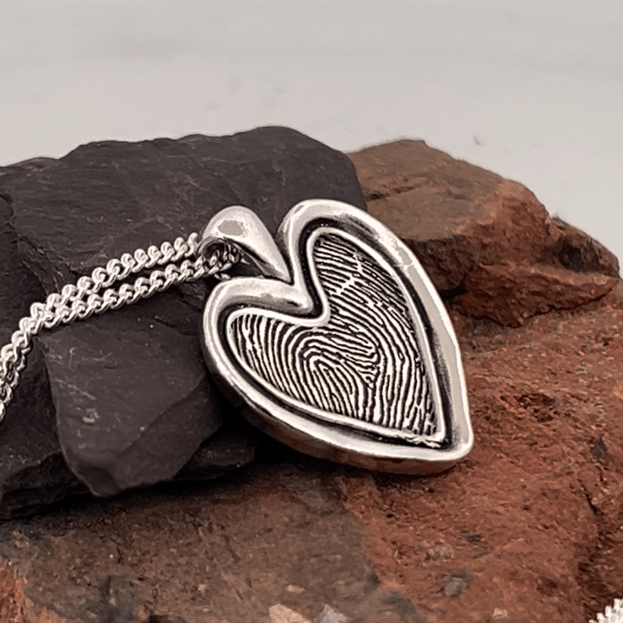Fingerprint Necklace | Rustic Heart Pendant Pendant by Chris Parry Jewellery