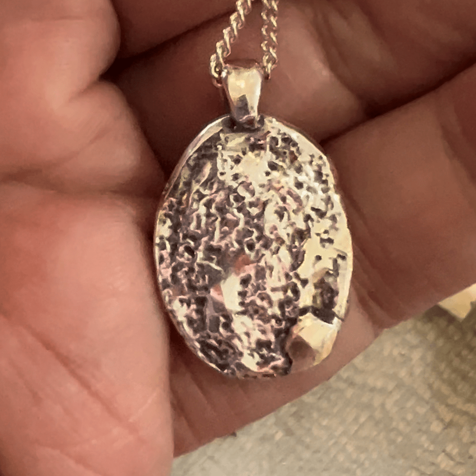 Fingerprint Necklace | Rustic Oval Pendant Pendant by Chris Parry Jewellery