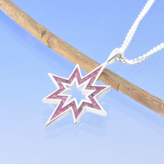 Halo Star Burst Cremation Ash Pendant Pendant by Chris Parry Jewellery