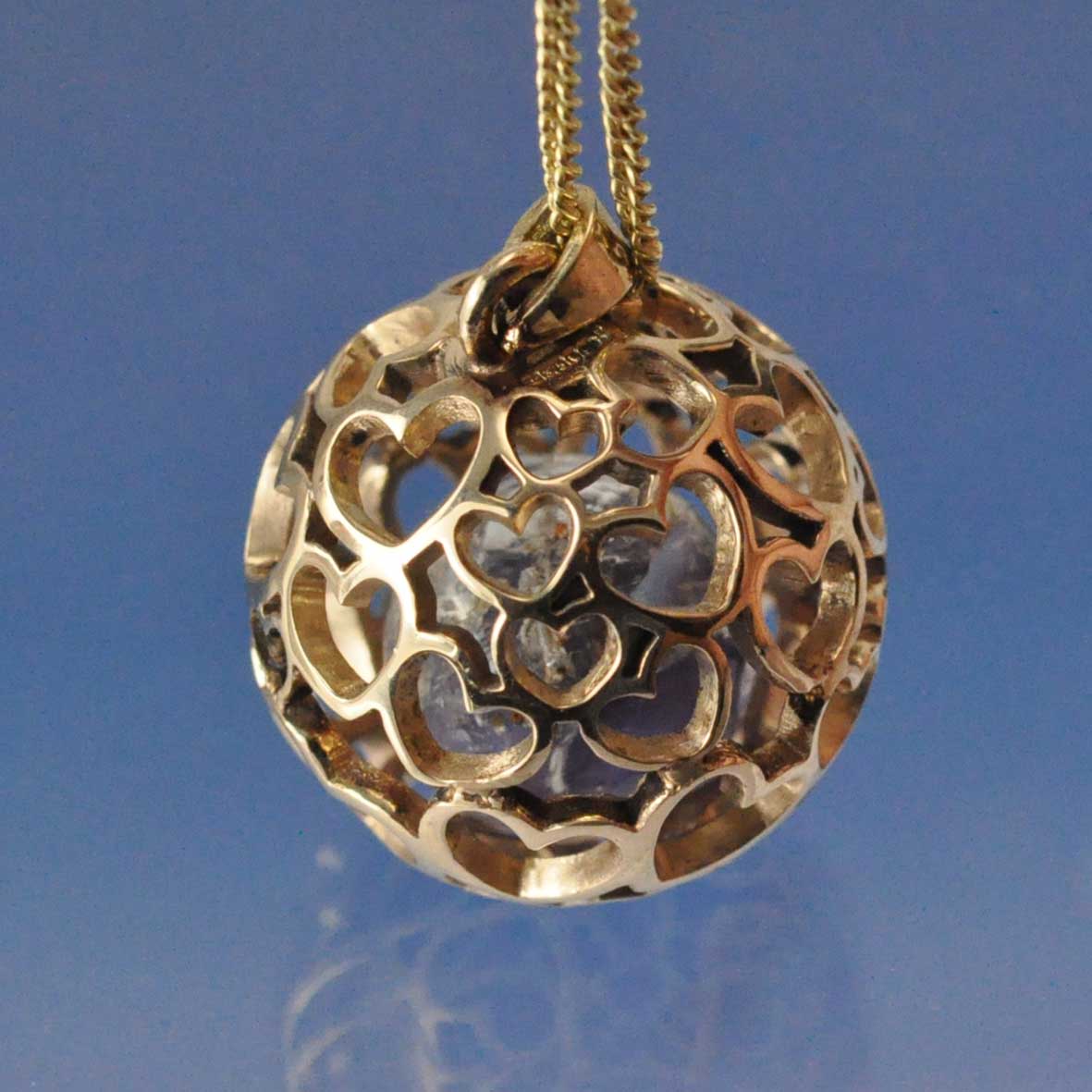 Heart Sphere Cremation Ash Marble Necklace Pendant by Chris Parry Jewellery
