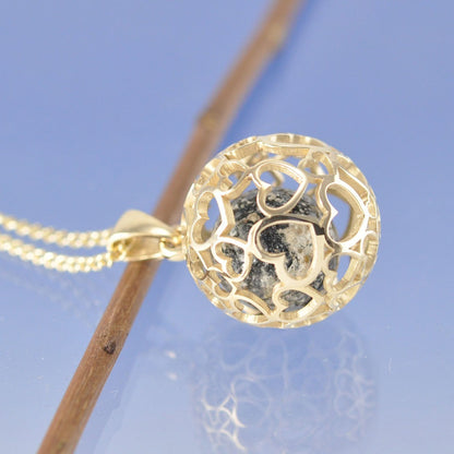 Heart Sphere Cremation Ash Marble Necklace Pendant by Chris Parry Jewellery