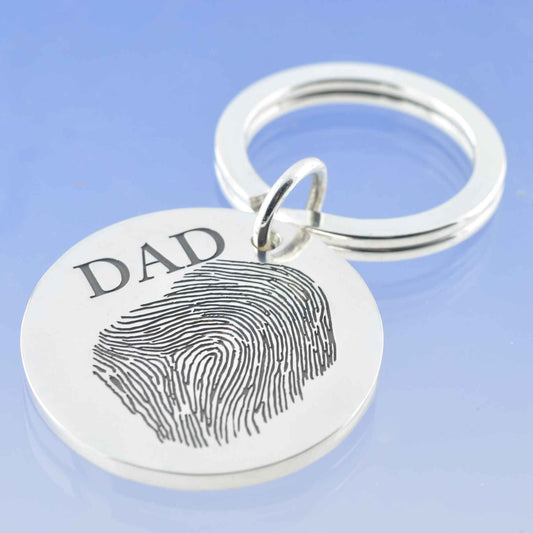 Round Fingerprint Key Ring Pendant by Chris Parry Jewellery