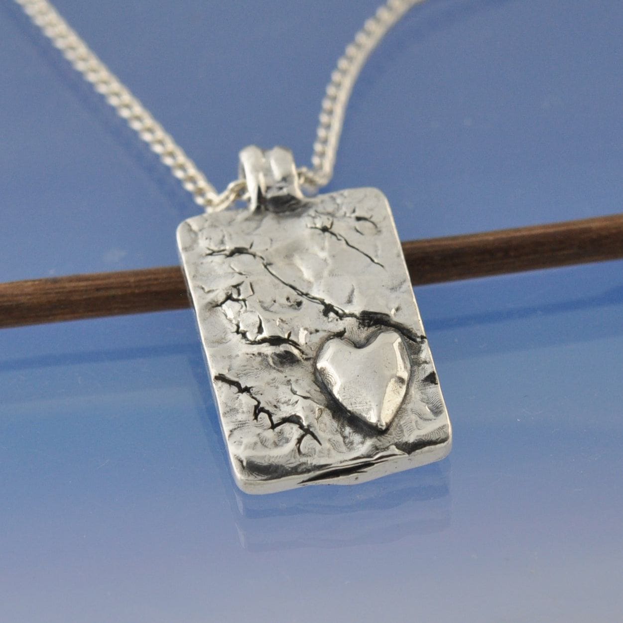 Rustic Cremated Ashes Dog Tag With Love Heart Pendant by Chris Parry Jewellery