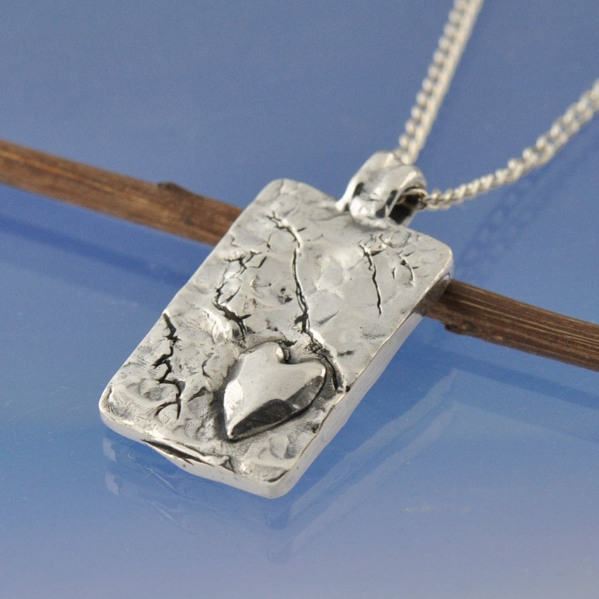 Rustic Cremated Ashes Dog Tag With Love Heart Pendant by Chris Parry Jewellery