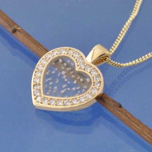 Sparkling Cremation Ash - Heart Halo Pendant Pendant by Chris Parry Jewellery