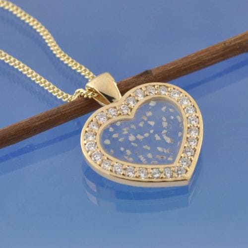 Sparkling Cremation Ash - Heart Halo Pendant Pendant by Chris Parry Jewellery