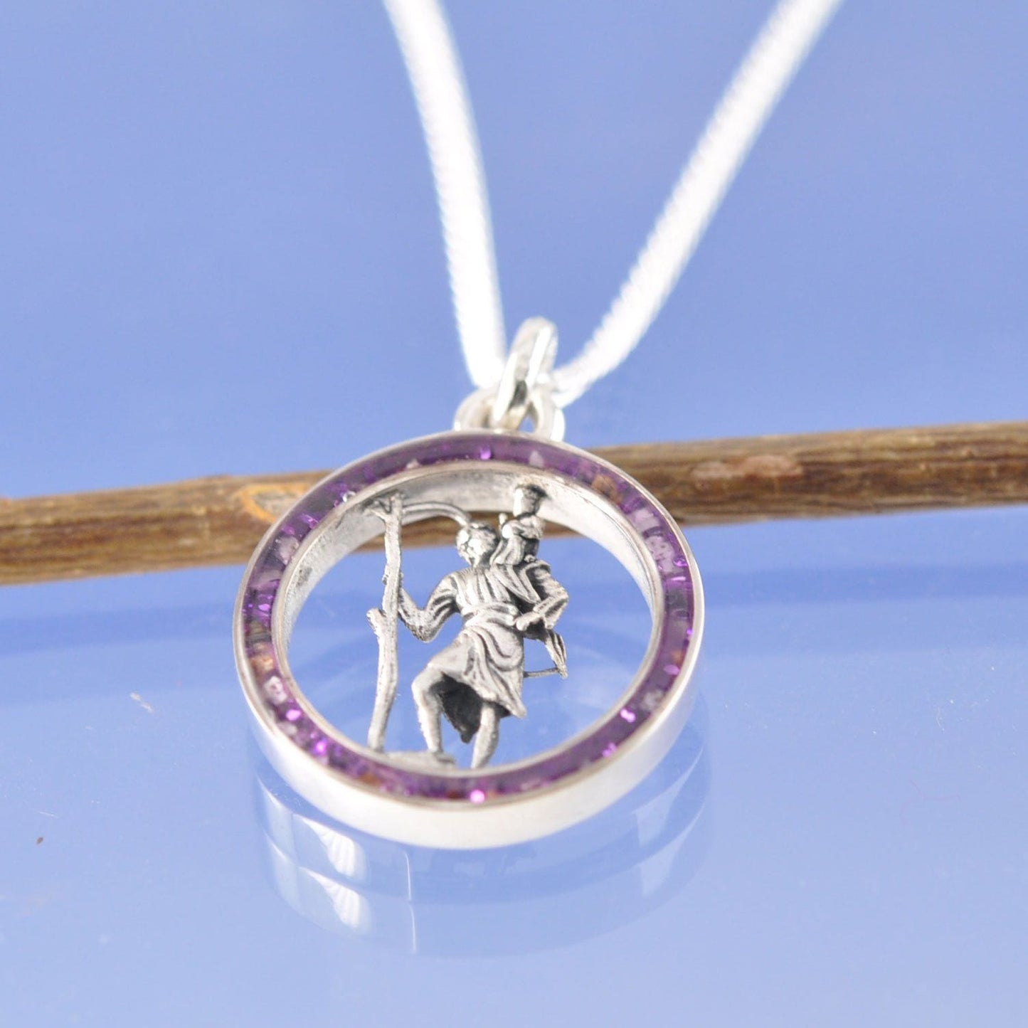 St Christopher Cremation Ash Necklace Pendant by Chris Parry Jewellery