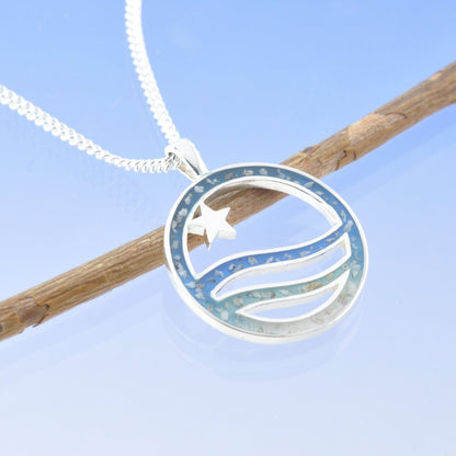 Star Seascape Cremation Ash Necklace Pendant by Chris Parry Jewellery