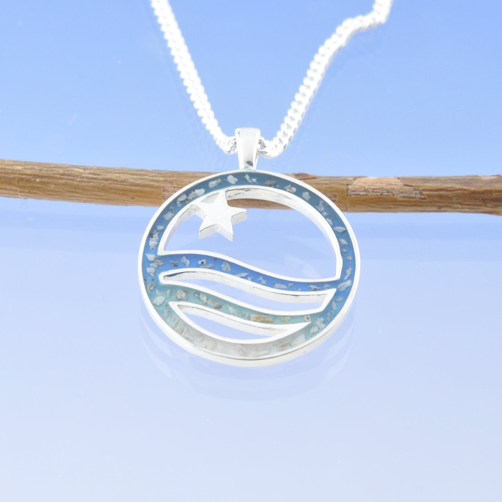 Star Seascape Cremation Ash Necklace Pendant by Chris Parry Jewellery