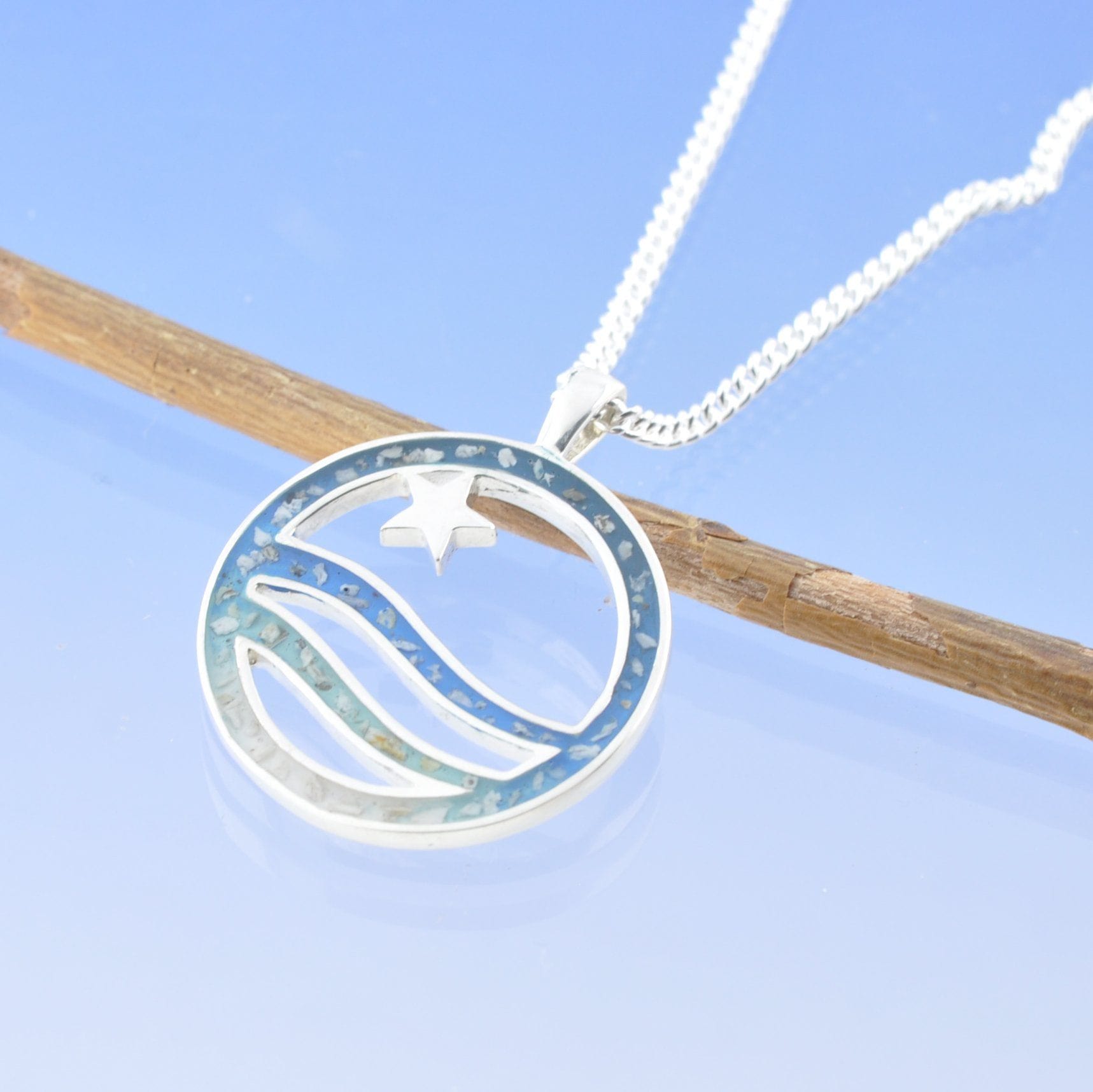 Star Seascape Cremation Ash Necklace Pendant by Chris Parry Jewellery