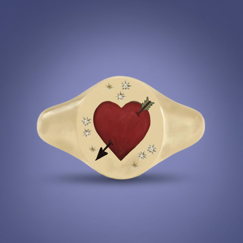 18k Yellow Gold Champleve Enamelled Signet. Ashes Ring Ring by Chris Parry Jewellery