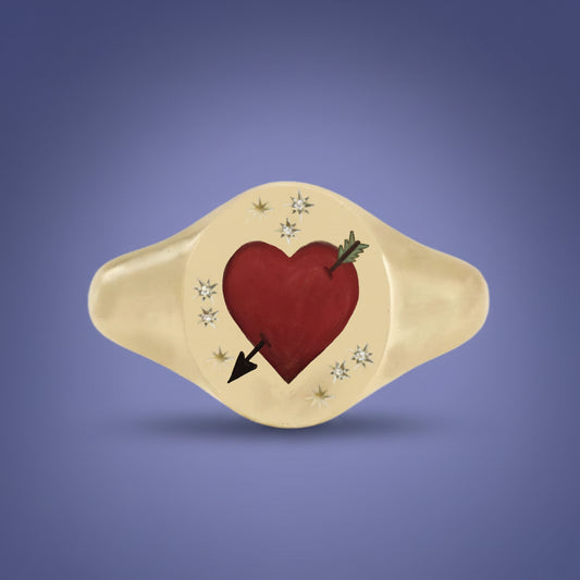18k Yellow Gold Champleve Enamelled Signet. Ashes Ring Ring by Chris Parry Jewellery