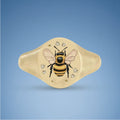 18k Yellow Gold Champleve Enamelled Signet. Ashes Ring. Bumble Bee Ring by Chris Parry Jewellery