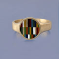 18k Yellow Gold Champleve Enamelled Signet. Ashes Ring. Contemporary Kilim Ring by Chris Parry Jewellery