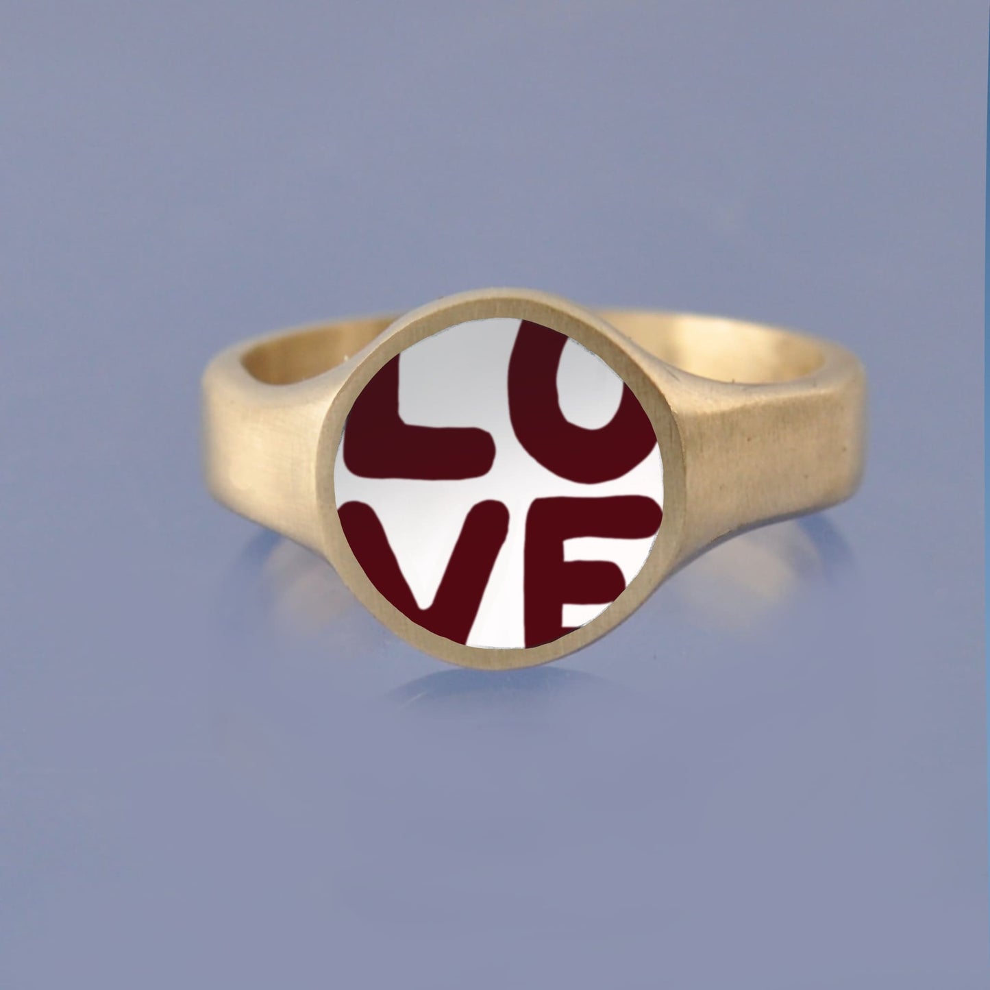 18k Yellow Gold Champleve Enamelled Signet. Ashes Ring. Love Ring by Chris Parry Jewellery