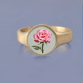 18k Yellow Gold Champleve Enamelled Signet. Ashes Ring. Rose Ring by Chris Parry Jewellery