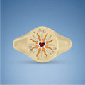 18k Yellow Gold Champleve Enamelled Signet. Ashes Ring . Star Shine Ring by Chris Parry Jewellery