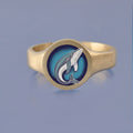 18k Yellow Gold Champleve Enamelled Signet. Ashes Ring. Whale Ring by Chris Parry Jewellery