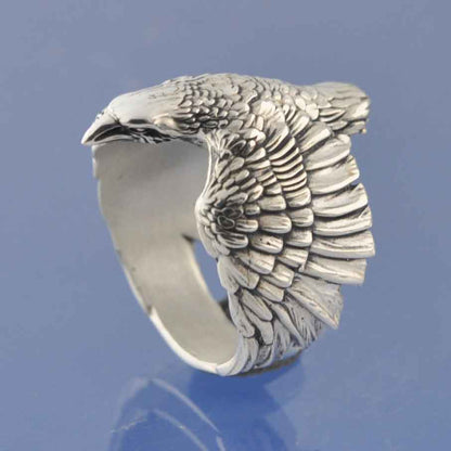 Ashes Ring - Flying Crow/ Raven Ring by Chris Parry Jewellery