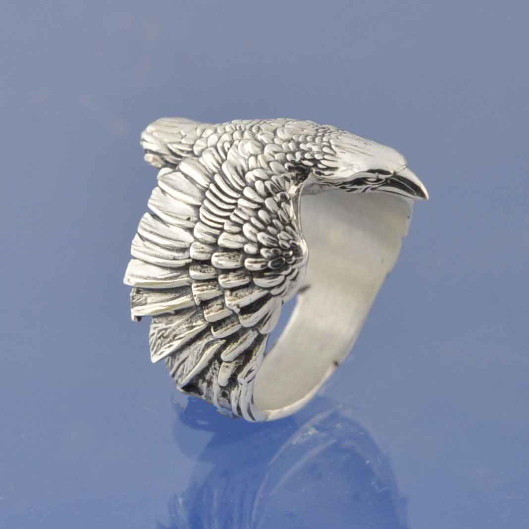 Ashes Ring - Flying Crow/ Raven Ring by Chris Parry Jewellery